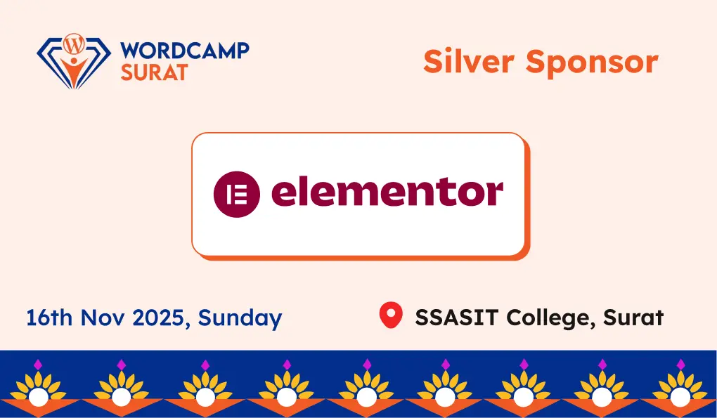 Thank you to our Silver Sponsor, Elementor for WordCamp Surat 2025